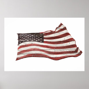 Affiches Painted American Flag on Rustic Wood Texture