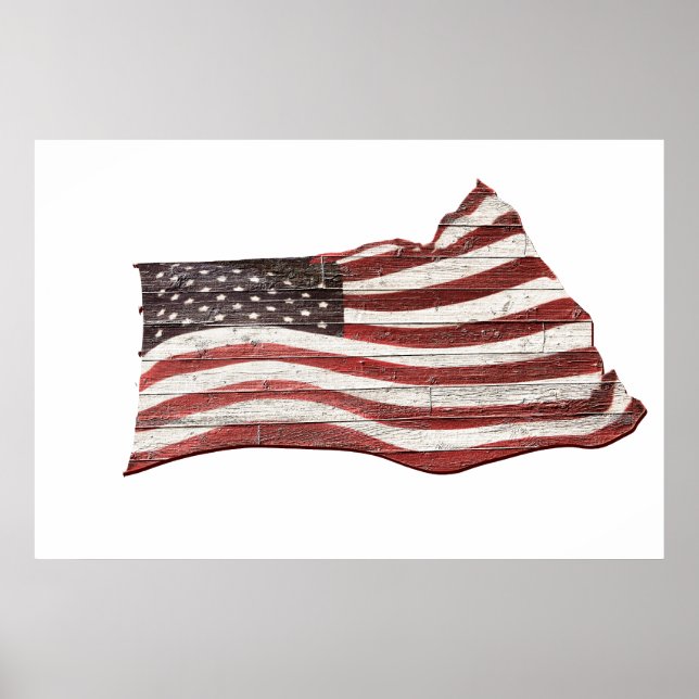Affiches Painted American Flag on Rustic Wood Texture (Devant)