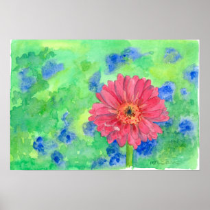 Affiches Painted Pink Gerbera Daisy Watercolor Art