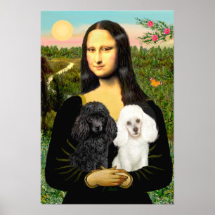Affiches Paire de Caniches (Noir + Blanc) - Mona Lisa