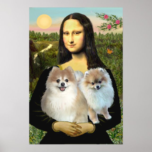 Affiches Paire Poméranienne 3 - Mona Lisa (Devant)