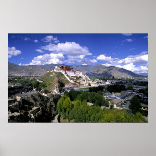 Affiches Palais du Potala sur une chaîne de montagnes depui