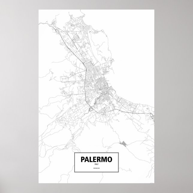 Affiches Palermo, Italie (noir sur blanc) (Devant)