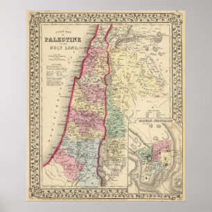 Affiches Palestine, Jérusalem Carte par Mitchell