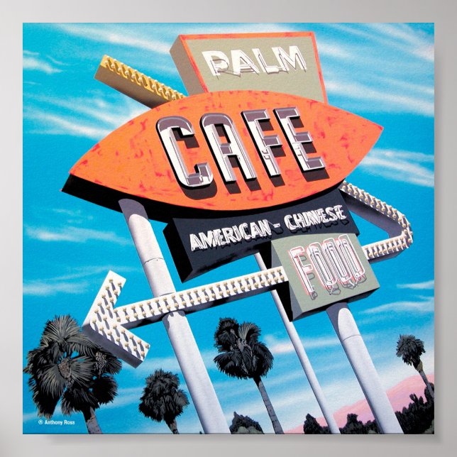 Affiches Palm Cafe sur l'affiche de la Route 66 (Devant)