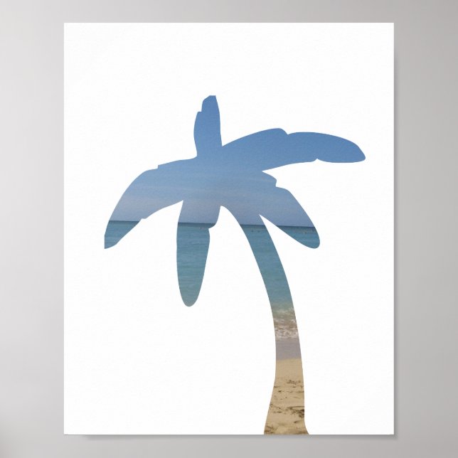 Affiches Palm Tree Beach Ocean Photo Art Print (Devant)