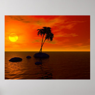 Affiches Palme de coucher de soleil