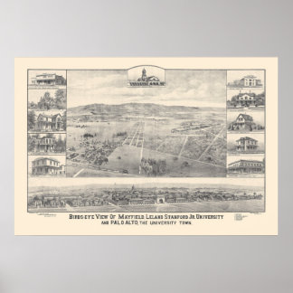 Affiches Palo Alto, CA. Carte panoramique 1888 (1658A)