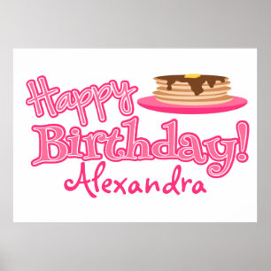 Affiches Pancakes Pink Joyeux Anniversaire