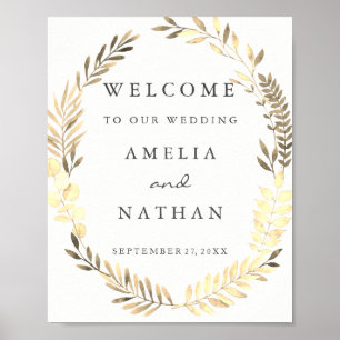 Affiches Pancarte de bienvenue de mariage à couronne de feu