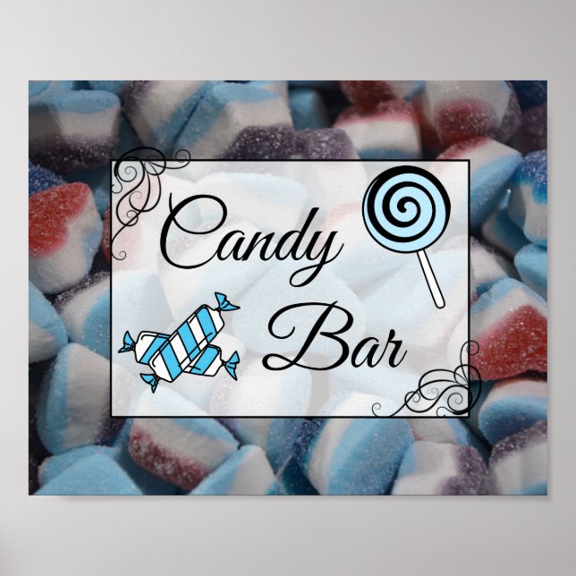 Affiches Pancarte de mariage ou de Baby Shower Candy Bar (Devant)