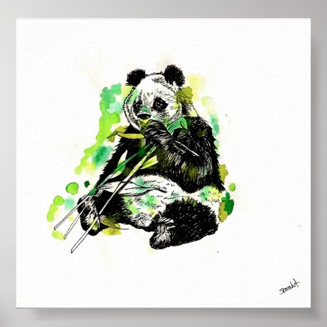 Affiches Panda aquarelle (Devant)