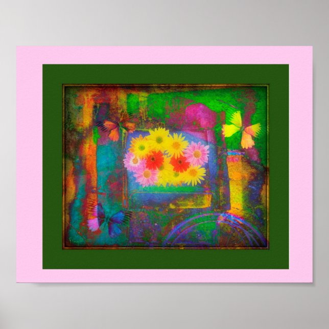 Affiches "Panier à fleurs en fauteuil roulant (Devant)