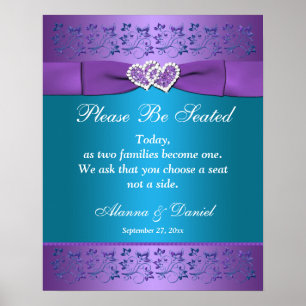 Affiches Panneau/affiche du Mariage des Coeurs Floraux Turq
