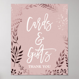 Affiches Panneau Cartes et Cadeaux Rose Gold et Rose Élégan