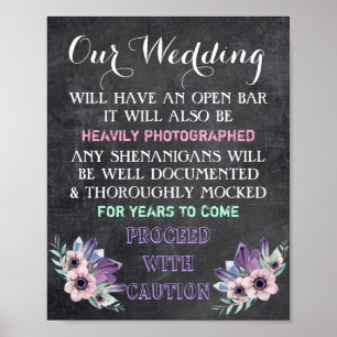 Affiches Panneau Chalkboard Open Bar Mariage Signal Floral