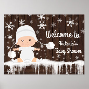 Affiches Panneau de Baby Shower Hiver Flocon de Neige
