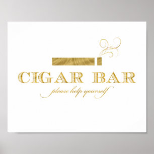 Affiches Panneau de barre de cigares - Faux Gold Foil Shimm