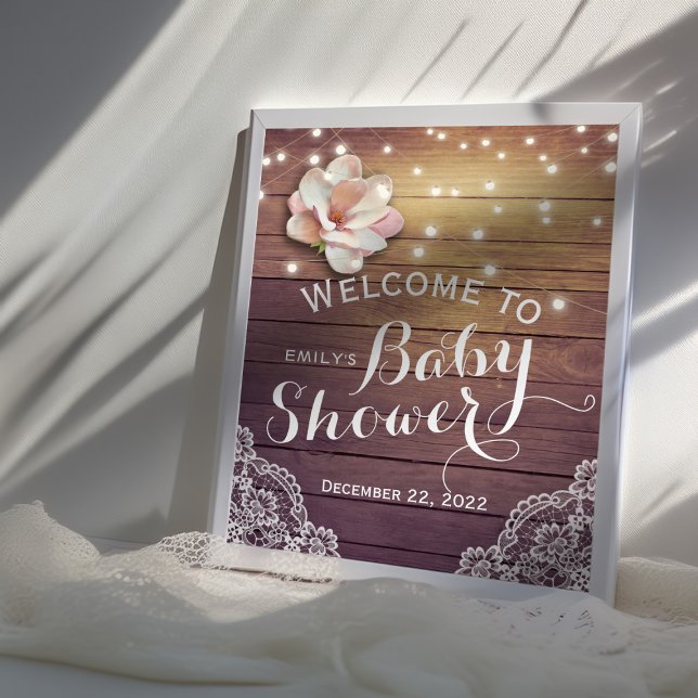 Affiches Panneau de bienvenue Baby Shower Fleurs Lumineuses (Créateur téléchargé)