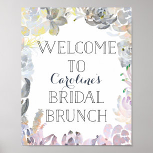 Affiches Panneau de bienvenue de brunch de mariage succulen