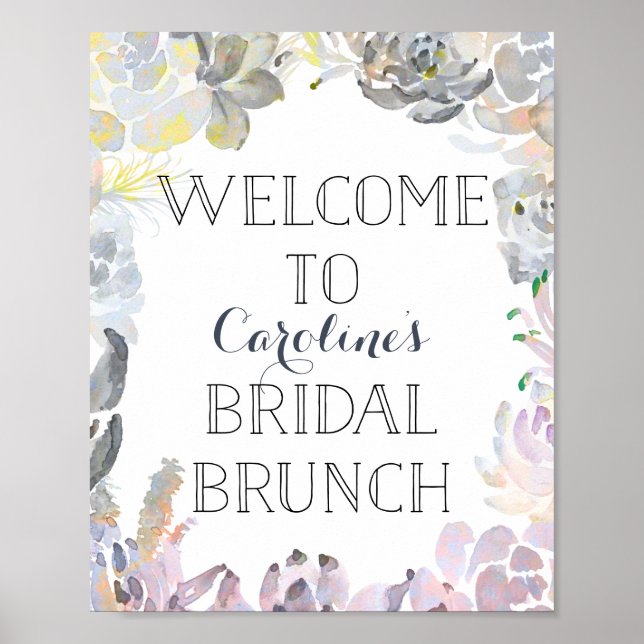 Affiches Panneau de bienvenue de brunch de mariage succulen (Devant)