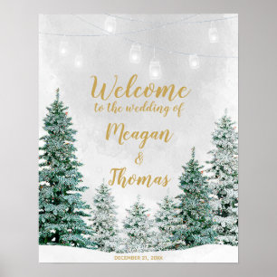 Affiches Panneau de bienvenue de mariage d'arbre de Noël ru