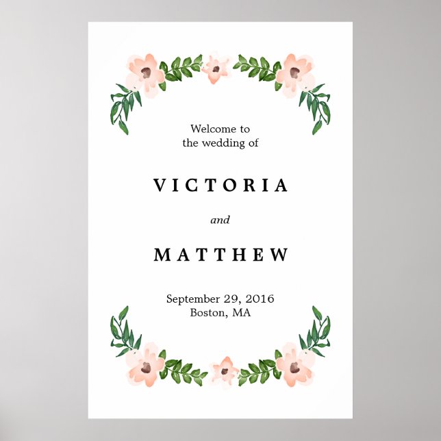 Affiches Panneau de bienvenue de mariage géant aux vignes r (Devant)