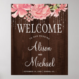 Affiches Panneau de bienvenue mariage floral