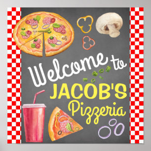 Affiches Panneau de bienvenue pour fête de pizza