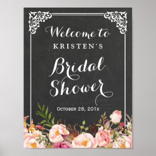 Affiches Panneau de bienvenue pour la douche de mariée Cadr
