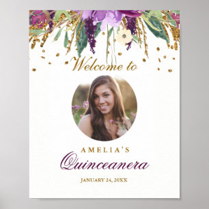 Affiches Panneau de bienvenue pour Quinceanera Photo Améthy