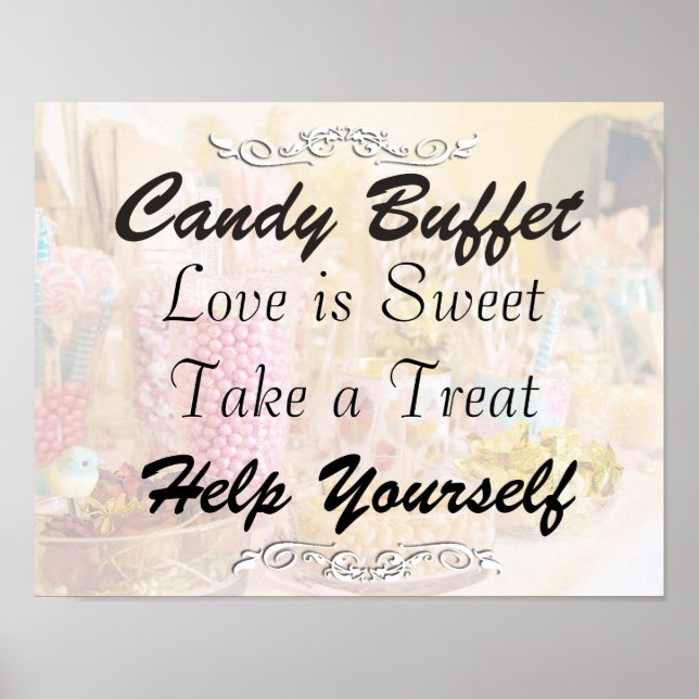Affiches Panneau de buffet de bonbons pour mariage ou baby  (Devant)
