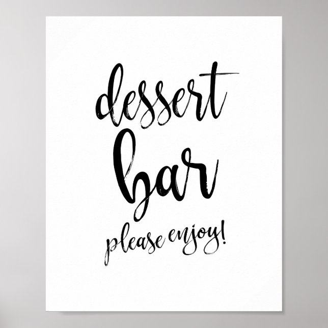 Affiches Panneau de dessert Bar noir et blanc 8x10 Mariage (Devant)