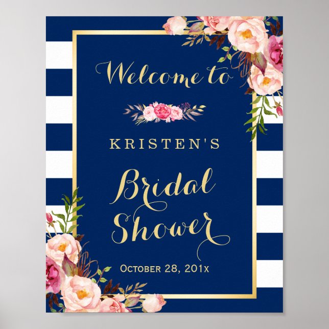 Affiches Panneau de Fête de Mariage à Fleurs Roses et Rayur (Devant)