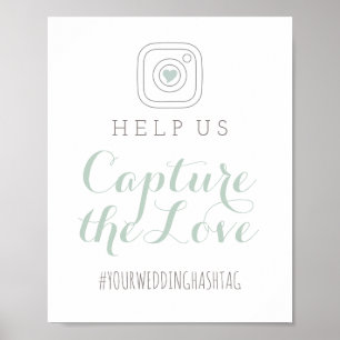 Affiches Panneau de hashtag de mariage Capture the Love Min