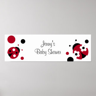 Affiches Panneau de la bannière Red Ladybug Polka Dot Baby 