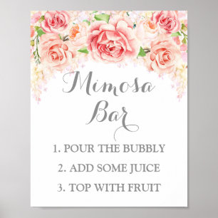 Affiches Panneau de la barre Mimosa Fleurs d'aquarelle rose