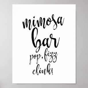 Affiches Panneau de mariage 8x10 Mimosa Bar Noir et Blanc