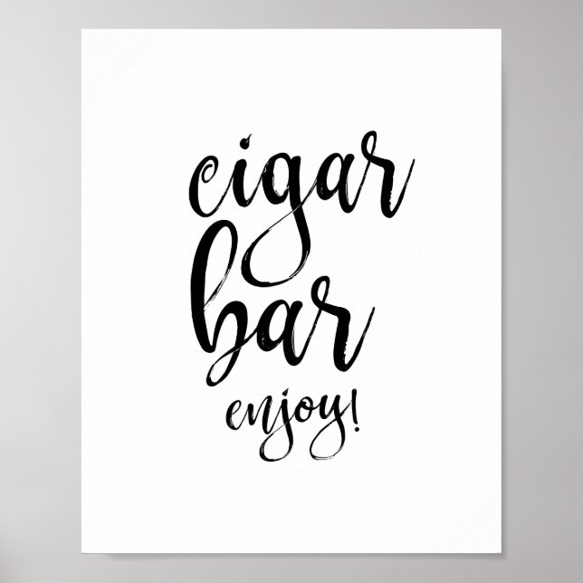 Affiches Panneau de mariage 8x10 noir et blanc Cigar Bar (Devant)
