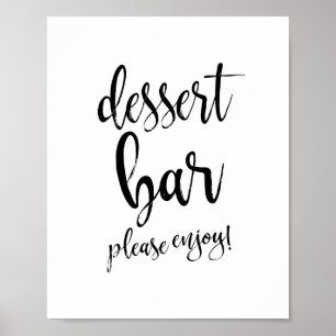 Affiches Panneau de mariage 8x10 noir et blanc Dessert Bar