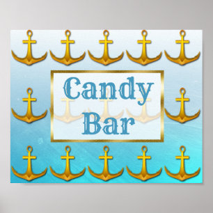 Affiches Panneau de mariage Candy Bar Océanique Bleu Aqua e