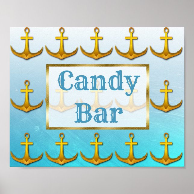 Affiches Panneau de mariage Candy Bar Océanique Bleu Aqua e (Devant)