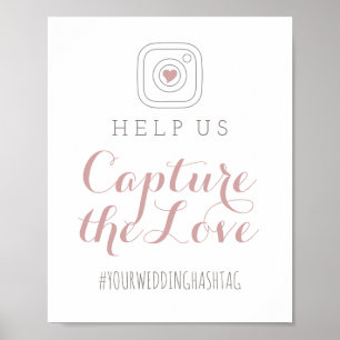 Affiches Panneau de mariage Capture de l'amour Rose Poussié
