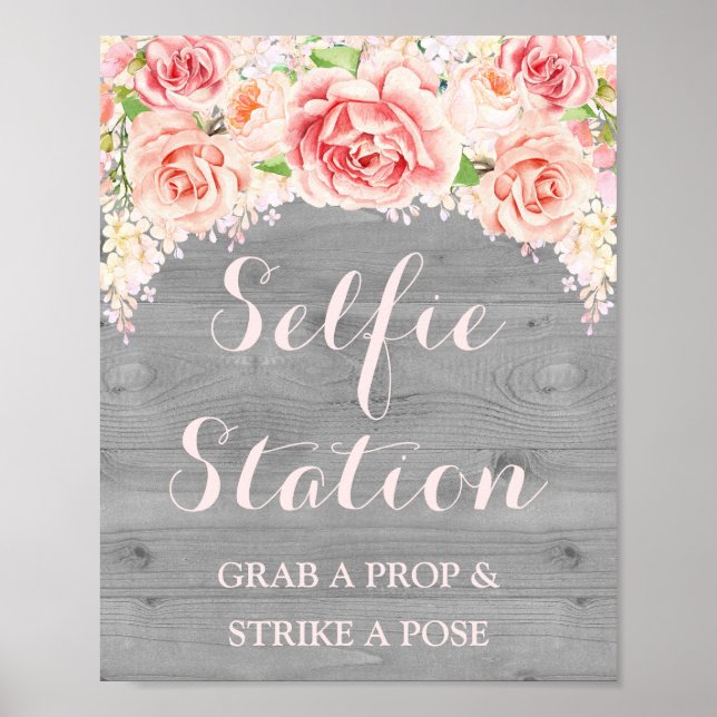 Affiches Panneau de mariage de la station de selfie Bois aq (Devant)