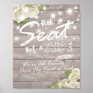 Affiches Panneau de mariage en bois floral Choisissez un si