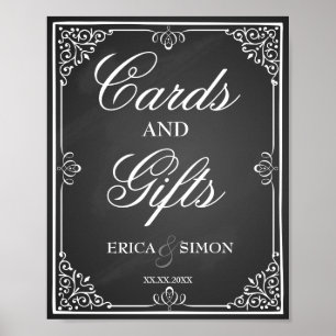 Affiches Panneau de mariage et table de cadeaux