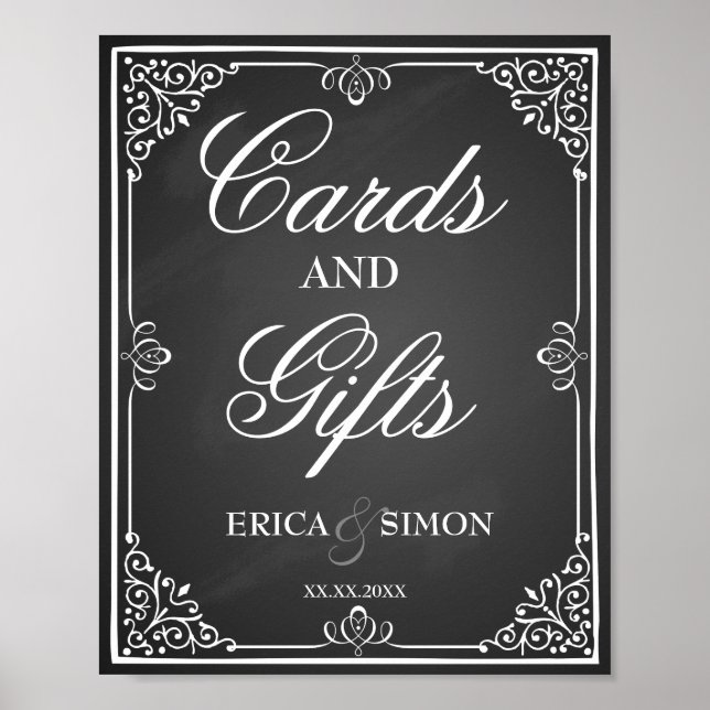Affiches Panneau de mariage et table de cadeaux (Devant)