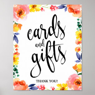 Affiches Panneau de mariage floral Cartes et Cadeaux 8x10