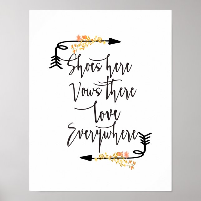 Affiches Panneau de mariage floral Chaussures ici Amour par (Devant)