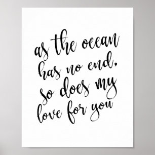 Affiches Panneau de mariage plage 8x10 'Comme l'océan n'a p